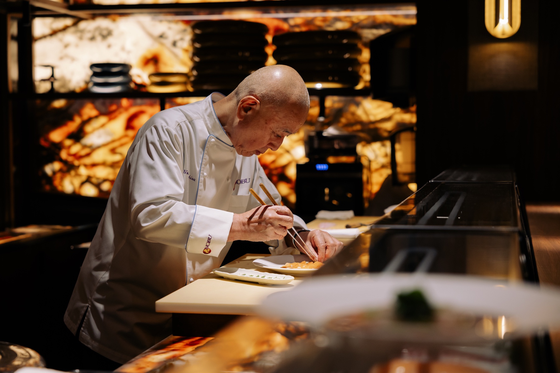 Chef Nobu Matsuhisa plating